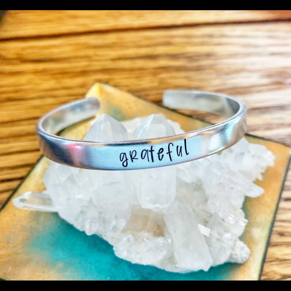 🆕 Grateful Christian Handstamped Stainless Cuff Bracelet